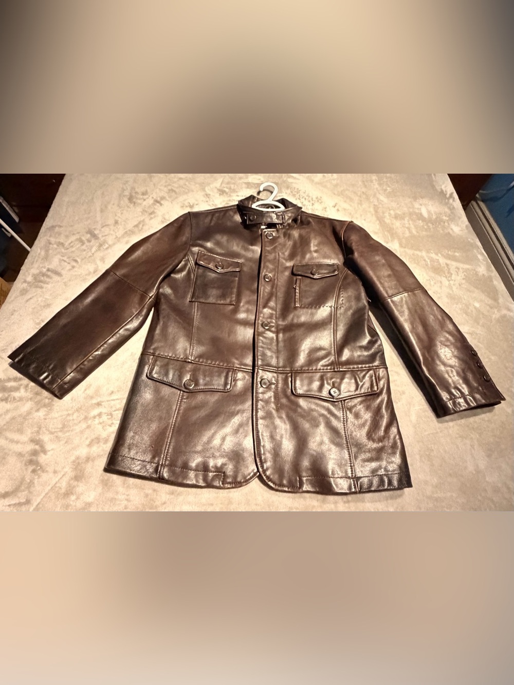 Vintage Danier Dark Brown Leather Military Field Jacket